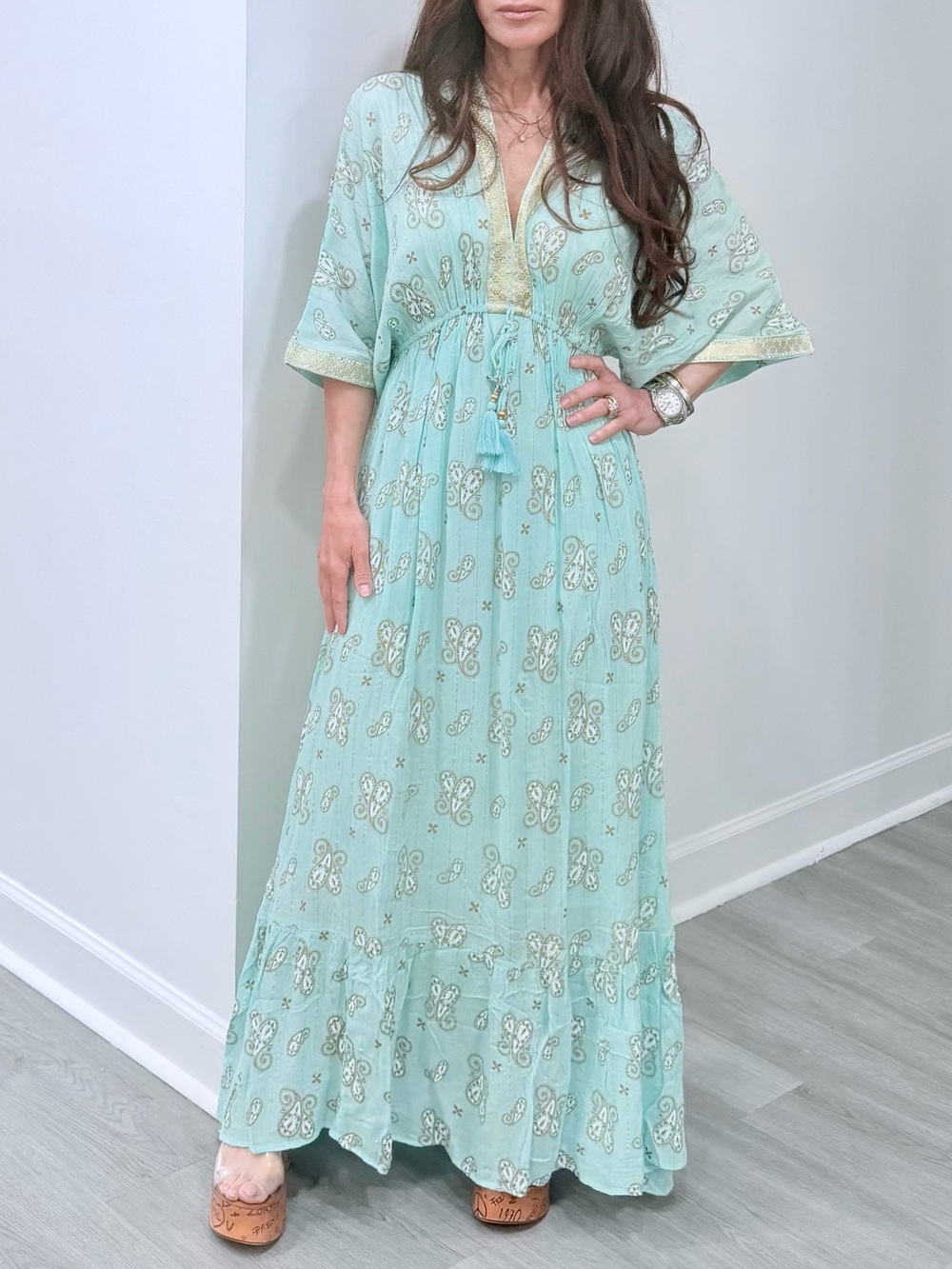 ShopEvelynne Mint Paisley Maxi Dress